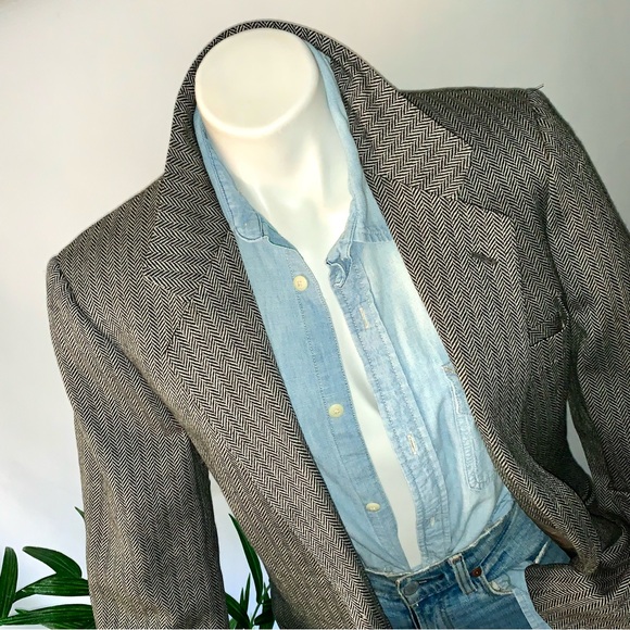 RESERVED :: YSL Saint Laurent Rive Gauche Herringbone Wool Blazer - FLAWS - Picture 4 of 16